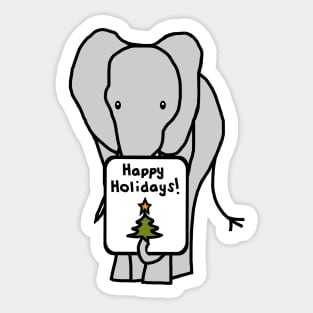 Christmas Elephant says Happy Holidays Sticker